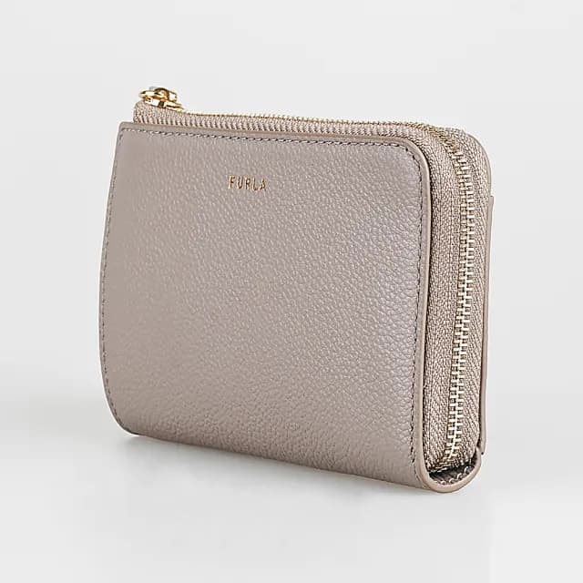 【FURLA 芙拉】FURLA GOCCIA拉鍊4卡式零錢包/卡夾(灰)