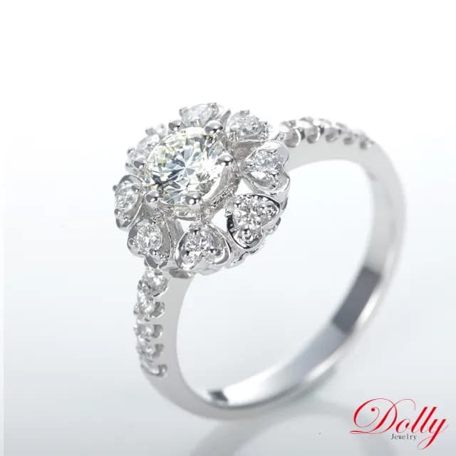 【DOLLY】情人節禮物 0.50克拉 天然鑽石 F/VS2 完美車工18K金求婚戒指-006(母親節 情人節 交換禮物首選)