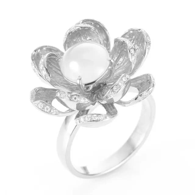 【DOLLY】14K金 緬甸冰玻種白翡鑽石戒指-002(母親節 長輩送禮首選)