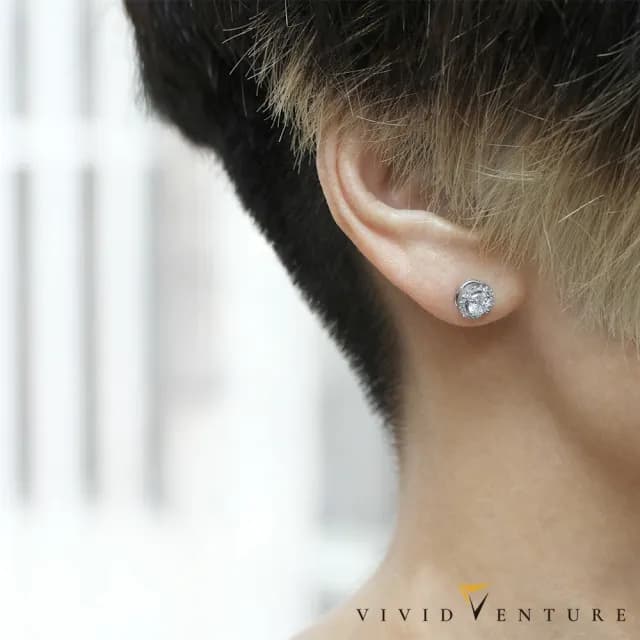 【Vividventure 亞帝芬奇】GIA 1克拉 FSI2 3EX 八心八箭 天然鑽石 鑽石 耳環 環繞愛(14K金台+18K金耳針)