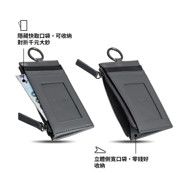 【BAGMIO】情人節禮物 三卡雙色鑰匙零錢包(藍＋綠色)