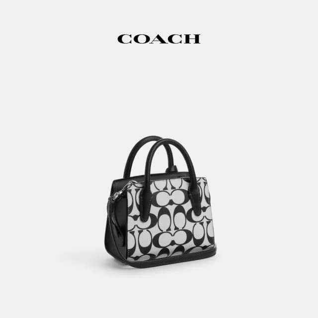 【COACH】蔻馳官方直營 ANDREACARRYALL經典Logo迷你手袋-銀色硬體/白堊彩(CO973)