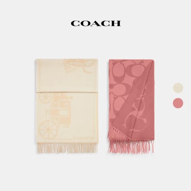 【COACH】蔻馳官方直營 經典Logo大尺寸圍巾-多色任選 線上限定(CU807/CU808)