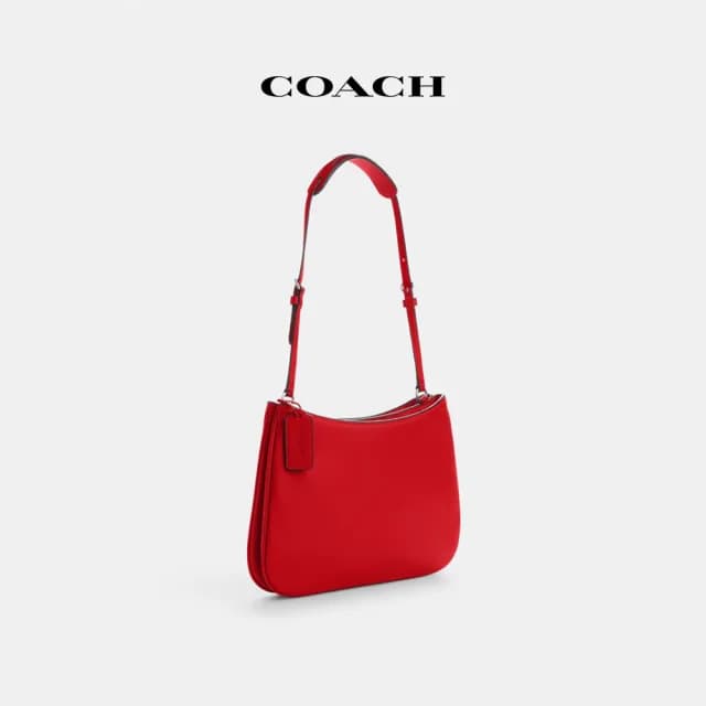 【COACH】蔻馳官方直營 PENELOPE單肩手袋-銀色硬體亮罌粟花紅色(CP101)