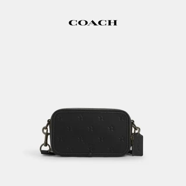 【COACH】蔻馳官方直營 WYATT星星印花斜背手袋-QB/黑色(CW308)