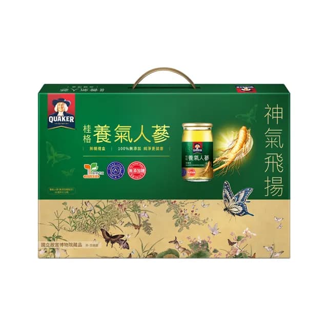 【QUAKER 桂格】無糖養氣人蔘禮盒60ml×12入×1盒(共12入 禮盒/送禮推薦)