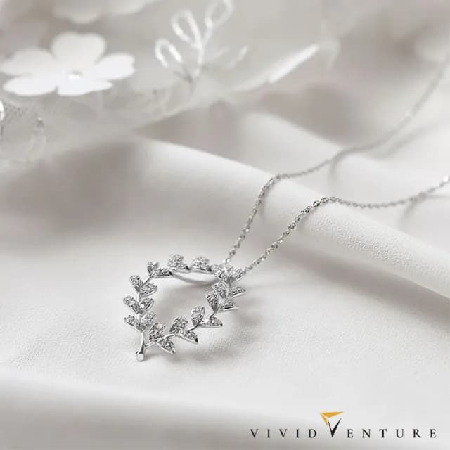 【Vividventure 亞帝芬奇】14K 70分 天然鑽石 鑽石 項鍊 榮耀桂冠