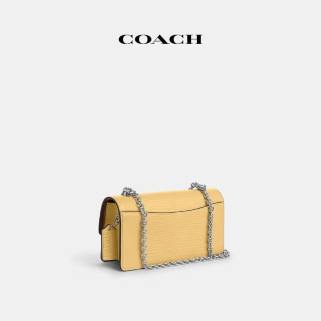 【COACH】蔻馳官方直營 ELIZA翻蓋斜背手袋-SV/乾草色(CR106)