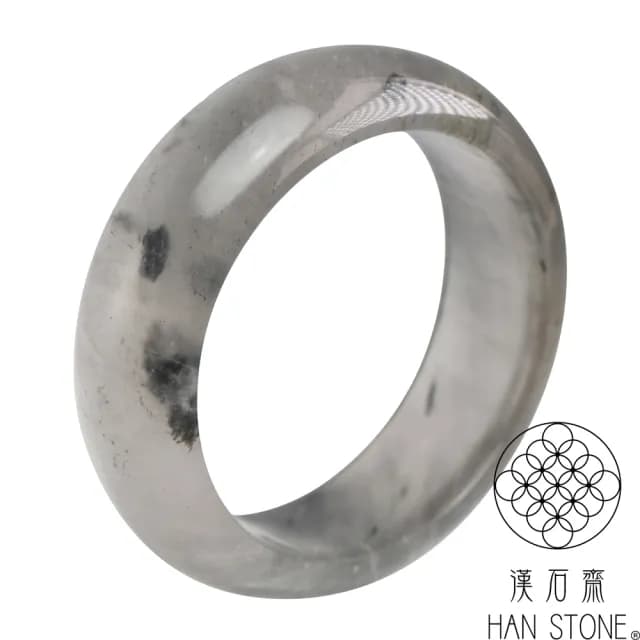 【漢石齋】情人節禮物 天然水沫玉 寬版手鐲玉鐲 玻璃種飄花(手圍16.6/版寬20.3mm)