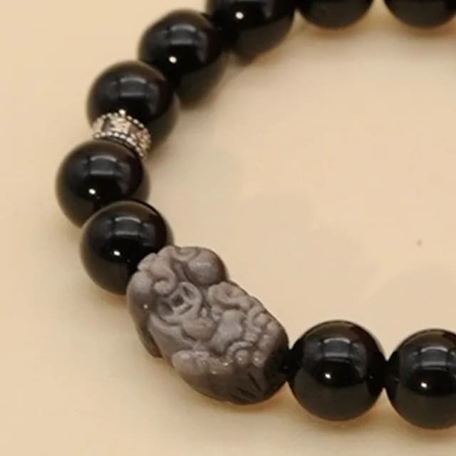 【LEEHER】父親節禮物 黑曜石手鍊/s925純銀/手串/銀飾/招財手鍊/六字箴言手串/復古手鍊/手工串珠/貔貅手鍊/
