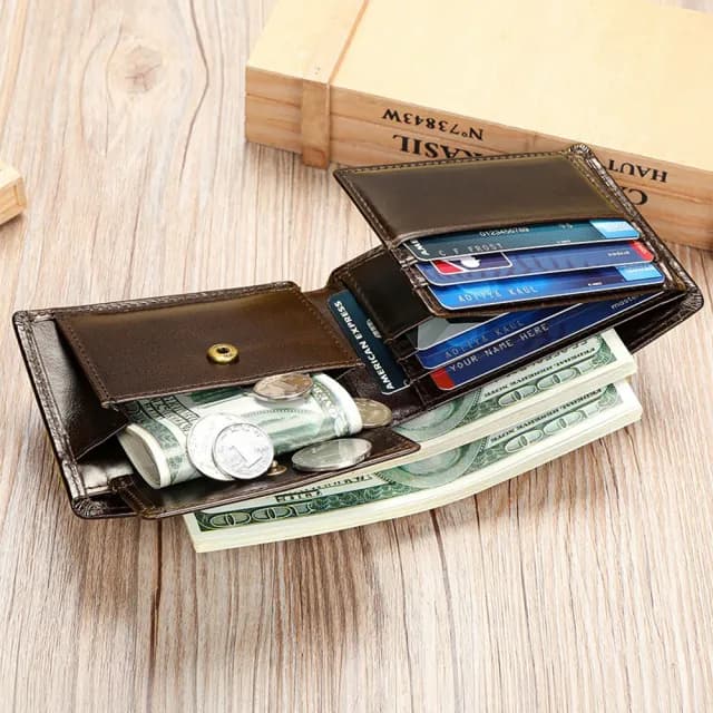 【LEESA】雙11 錢包\二折皮夾\短夾\大容量錢包\多卡位\卡夾\頭層牛皮\復古錢包\皮夾\