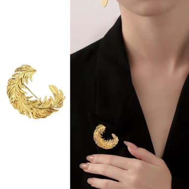 【KT DADA】金屬胸針 高級感 金色胸針 羽毛胸針 毛衣胸針 飾品 造型別針 小禮物 生日禮物 謝師禮物 胸 