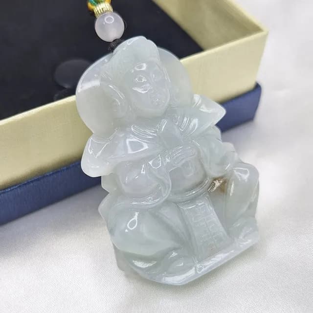 【新鵝娘翡翠】天然A貨翡翠 緬甸玉 老種藍底紅翡玉母娘娘 A7198059(翡翠玉母娘娘掛件)