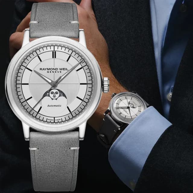 【Raymond Weil 蕾蒙威】Millesime 復古系列 月相機械腕錶 39.5mm 父親節 禮物 送禮 推薦(2945-STC-65001)