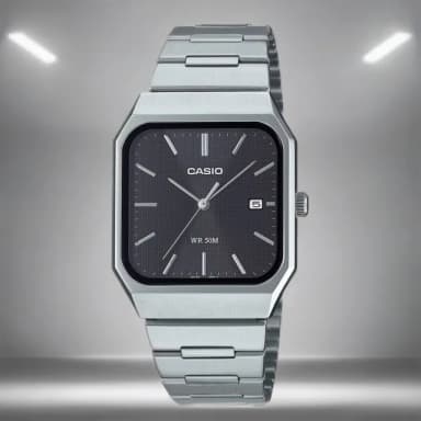 【CASIO 卡西歐】方形日期指針手錶 不鏽鋼帶 考試錶 學生錶 畢業禮物 送禮(MTP-B185D-1AV)