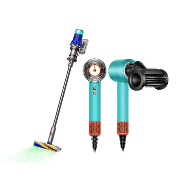 【dyson 戴森】HD16智慧溫控吹風機(綠松石)+ V12 SV46 輕量無線吸塵器(超值組)