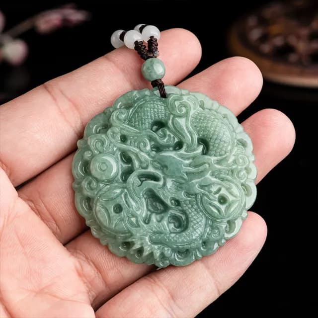 【KT DADA】龍項鍊 生肖項鍊 天然翡翠 龍牌項鍊 生肖龍 吊墜 冰種玉石項鍊 男女款 招財項鍊 項鍊 玉項
