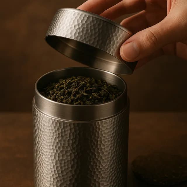 【TEA Dream】日式鍛冶匠人高品質密封槌目紋純錫茶葉罐(長輩禮盒 交換禮物)