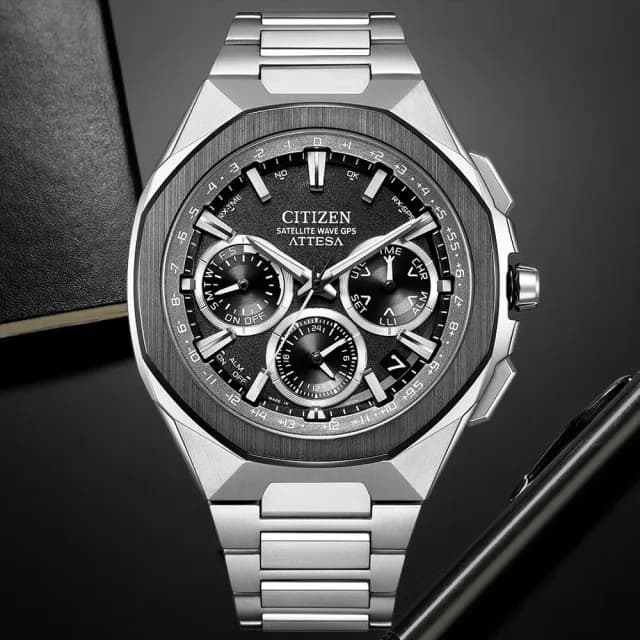【CITIZEN 星辰】GENTS 限量 GPS衛星對時 八角形 鈦 光動能腕錶 七夕 情人節 送禮 推薦(CC4104-53E)