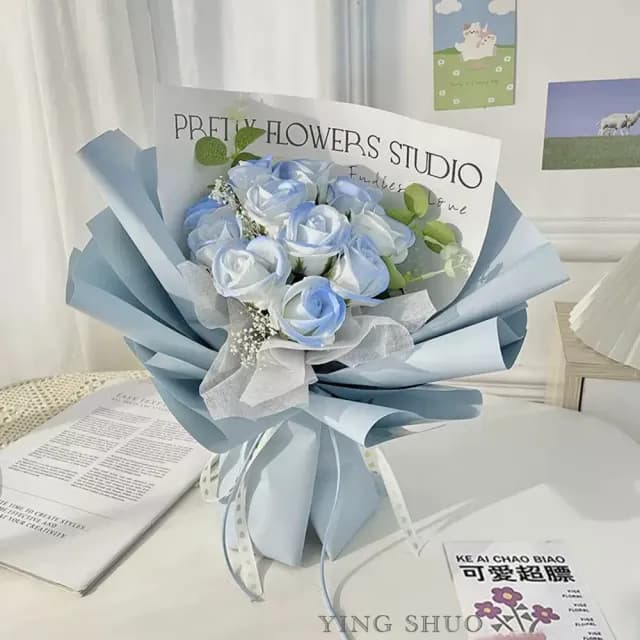 【YING SHUO】韓式不凋花漸層玫瑰香皂花束(情人節禮物 告白 求婚 紀念日 畢業 教師節 儀式感必備)