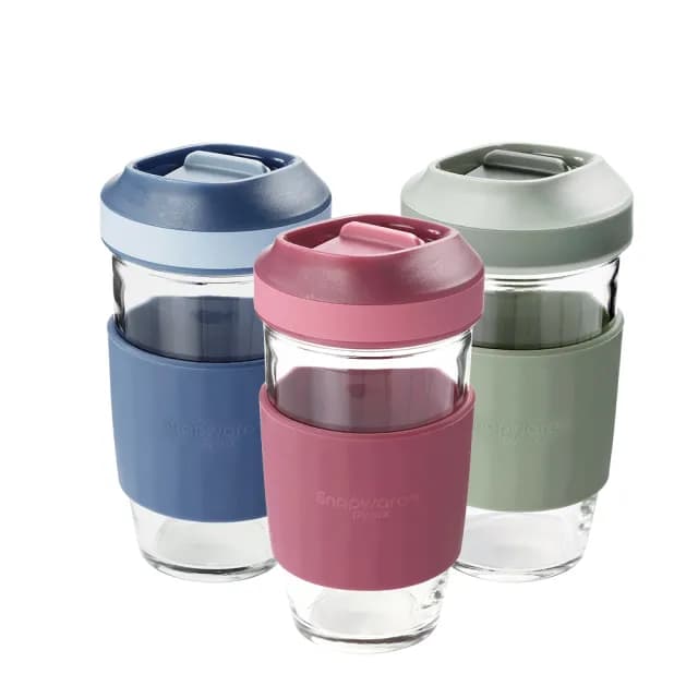 【CorelleBrands 康寧餐具】矽膠隔熱耐熱玻璃隨行杯500ML(兩色任選)