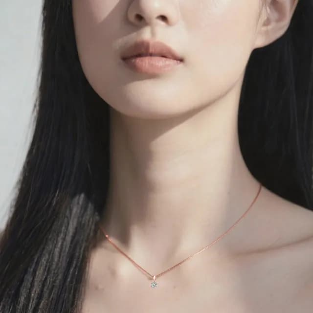 【Luster】瘋搶77!現貨!10分 D/VS 培育鑽 玫瑰金 純銀 鑽石項鍊(讓愛閃耀寵愛自己每一刻)