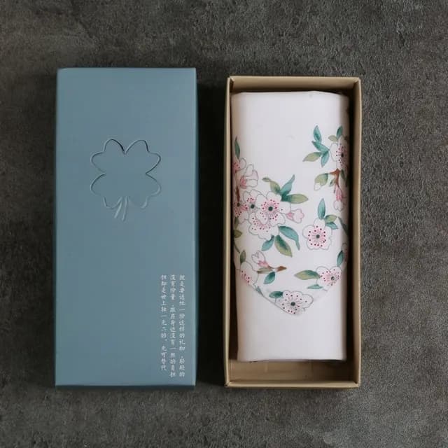【巴黎精品】現貨秒發 手帕禮盒純棉方巾單入(櫻花印花絲光棉柔軟母親節生日禮物女配件3色p1ae5)