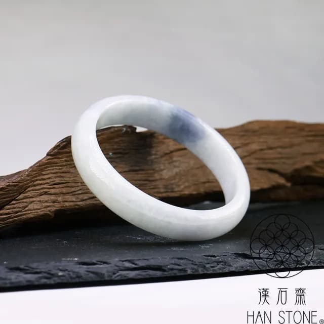 【漢石齋】情人節禮物 天然翡翠A貨 手鐲玉鐲 飄花種帶紫(手圍17.4/版寬12.8mm)