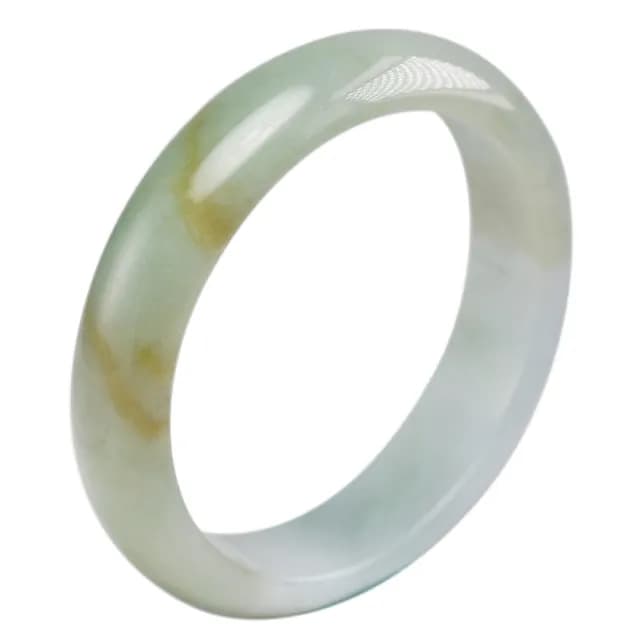 【漢石齋】情人節禮物 天然翡翠A貨 手鐲玉鐲 飄花種帶黃翡(手圍18.2/版寬14.4mm)