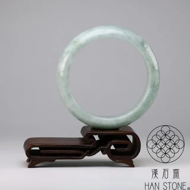 【漢石齋】情人節禮物 天然翡翠A貨 手鐲玉鐲 飄花種(手圍18/版寬16.5mm)