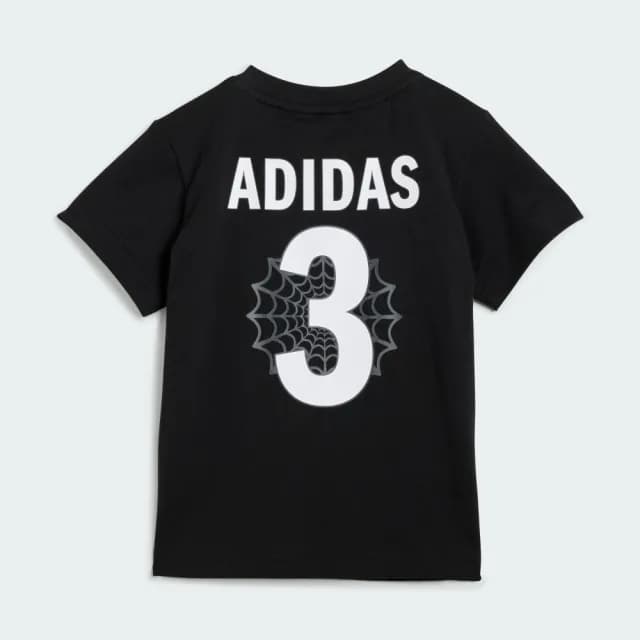 【adidas 愛迪達】短袖上衣 短褲 童裝 男女童 蜘蛛人 漫威 亞規 I MRVL SM T SET 黑紅 JW9968