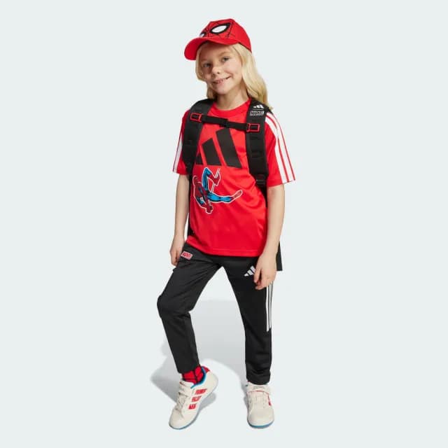 【adidas 愛迪達】短袖上衣 童裝 男女童 蜘蛛人 漫威 亞規 LK MRVL SM T 紅 JM0832