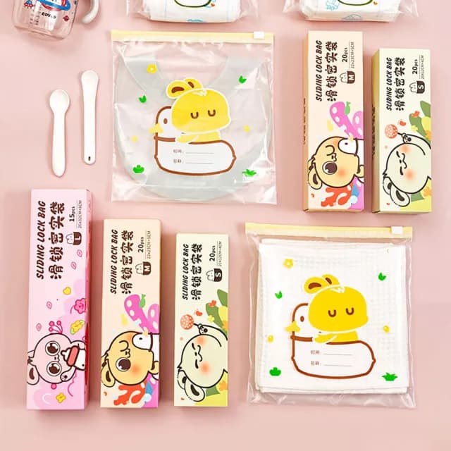 【JHL】55入組 嬰幼兒用品分類密封袋 滑鎖袋衣物收納袋 待產包旅行分裝袋 幼稚園玩具夾鏈袋 寶寶外出整理袋