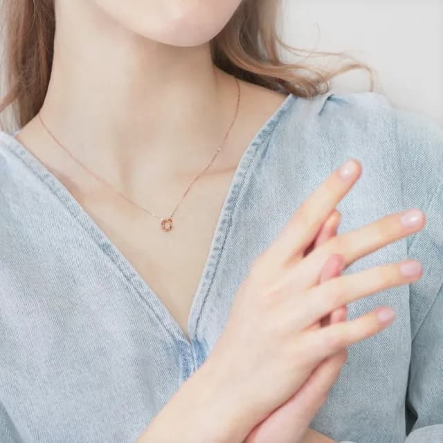 【點睛品】網路獨家款 環環相扣 18K玫瑰金項鍊