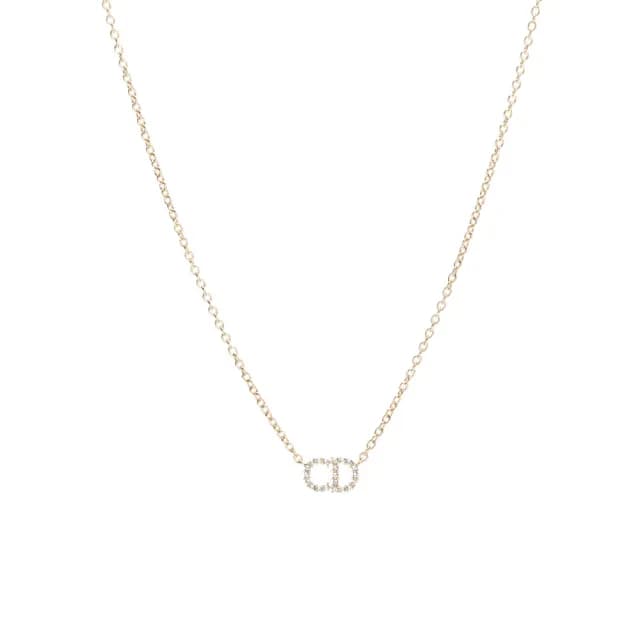 【Dior 迪奧】鑲晶CD金色項鍊