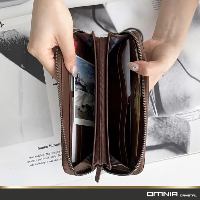 【OMNIA】父親節禮物 義大利牛皮長夾 男用女用復古真皮錢包 多卡位大容量皮夾 光滑面質感設計 1088A