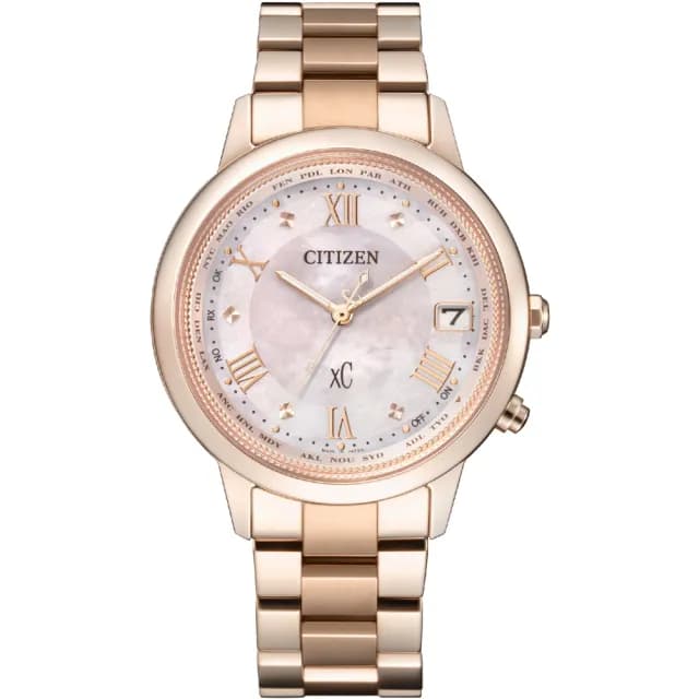 【CITIZEN 星辰】代言人廣告款韶光櫻花粉輕奢電波鈦金屬光動能女錶 玫瑰金36mm 雙11 送禮 現貨(CB1137-65W)