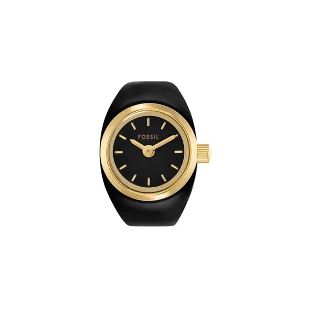 【FOSSIL】Watch Ring 時尚手錶戒指 戒指錶-黑x金 禮物 送禮 推薦(ES5413)