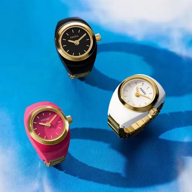 【FOSSIL】Watch Ring 時尚手錶戒指 戒指錶-黑x金 禮物 送禮 推薦(ES5413)