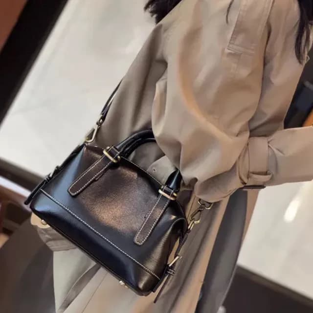 【KT DADA】父親節禮物 波士頓包 小包包 日常包 包包 女生包包 牛皮包包 側背包 真皮包包 單肩包 通勤包 隨