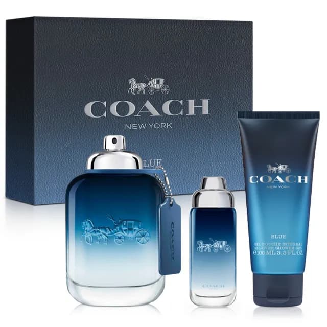 【COACH】時尚藍調男性淡香水禮盒-淡香水100ml+15ml+沐浴精100ml(專櫃公司貨)