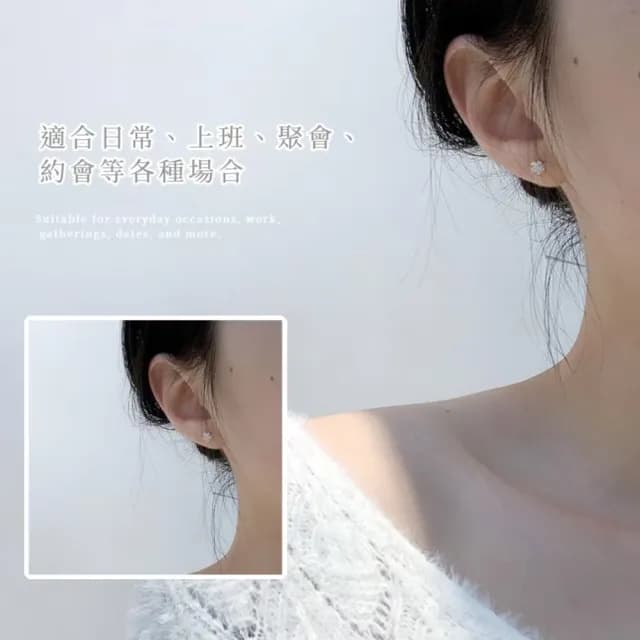 【清新抗敏】日系精美迷你立體櫻花925純銀耳釘-一對(低敏 養耳 耳環 耳飾 耳針 飾品 耳朵配件 穿搭 銀針)