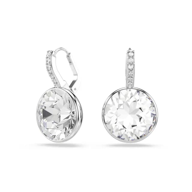 【SWAROVSKI 施華洛世奇】Millenia 水滴形耳環 圓形切割 白色 鍍白金色(情人節禮物)