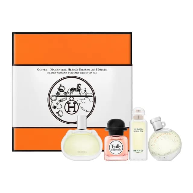 【Hermes 愛馬仕】小香禮盒四入組 7.5ml*4(國際航空版/絲巾/橘彩星光/尼羅河花園/巴蕾尼亞)