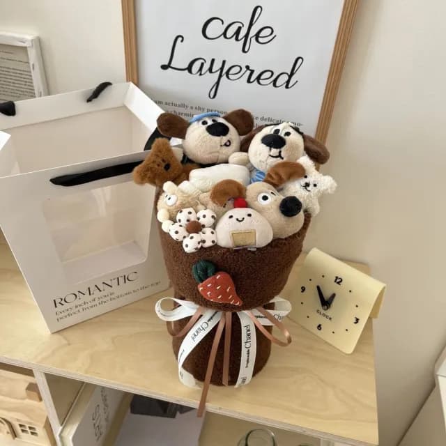 【YIUO】（贈禮袋）4款 玩偶花束 公仔 娃娃(畢業禮物 母親節 七夕 情人節 布偶)