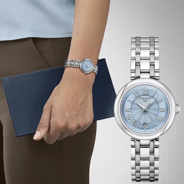 【TISSOT 天梭 官方授權】BELLISSIMA 珍珠母貝羅馬石英女錶-26mm 手錶 送禮 推薦(T1260101113300)