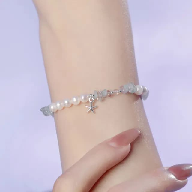 【SPANCONNY 飾品控】海洋聯名 l 紫黃晶 海藍寶 珍珠 l 天然水晶手鍊(不鏽鋼金屬材質—抗鏽防汗)