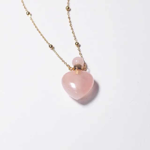 【Penny珮妮】天然粉水晶迷你香水精油瓶項鍊毛衣鍊(母親節 情人節 閨蜜 交換禮物 尾牙 新年 結婚)