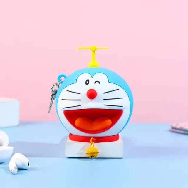 【Doraemon 哆啦A夢】正版授權竹蜻蜓矽膠材質隨身掛飾零錢包收納包(平輸品)