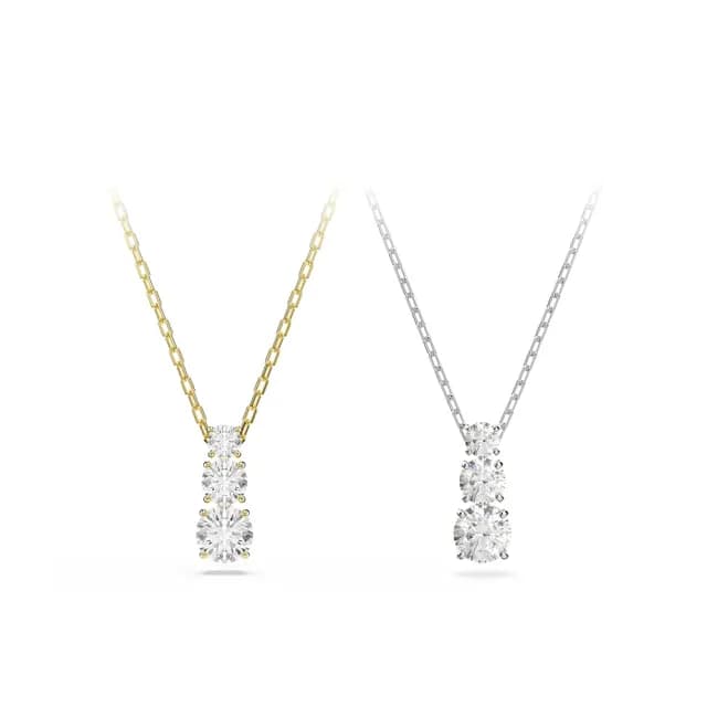 【SWAROVSKI 施華洛世奇】Stilla Attract 鏈墜 圓形切割 白色 鍍白金色/鍍金色(2色任選_情人節禮物)